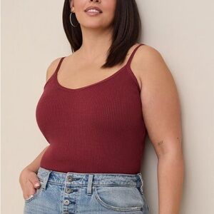 Torrid 1 Maroon Red Fitted Ribbed Pullover Sweater Cami